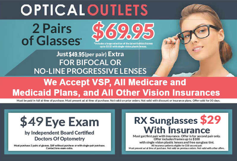 free eye exam and two pairs of glasses for $69